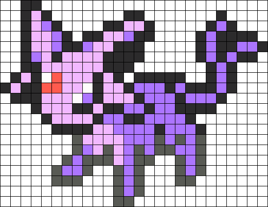 Espeon Sprite Perler Bead Pattern / Bead Sprite - Pokemon Pixel Art Espeon (547x421), Png Download