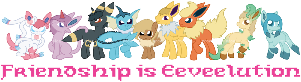 Ricepoison, Crossover, Eevee, Eeveelutions, Espeon, - Cartoon (1024x297), Png Download