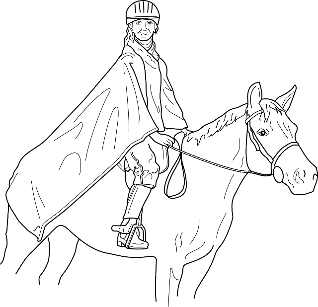 Outline, Man, Cartoon, Horse, Horses, Draw, Animal - Horse With Rider Coloring Pages (640x618), Png Download