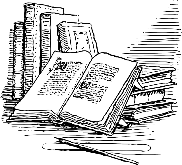 Outline, Open, Reading, Books, Book, Automatic - Old Book Clipart (640x579), Png Download