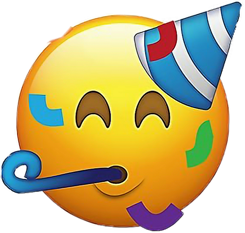 Ios12 Party Emoji Emojis Face Happy Partytime Partyhat - Party Face Emoji (572x544), Png Download