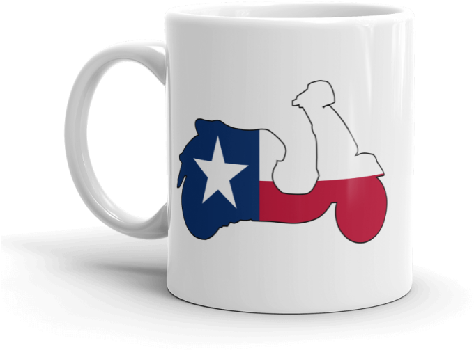 Texas State Flag Vespa Scooter Silhouette 11 Oz Mug - Mug (800x800), Png Download