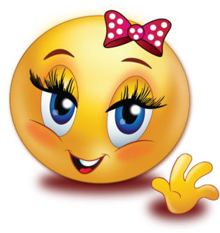 Greet Smile Girl Wave Hand - Smile Girl Emoji Png (384x384), Png Download