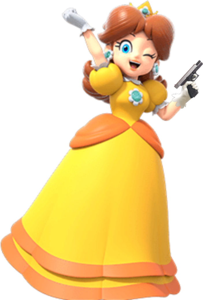 Ajaxbroly Princessdaisy With A Gun Because I Can - Princess Daisy Super Mario Party (923x1080), Png Download