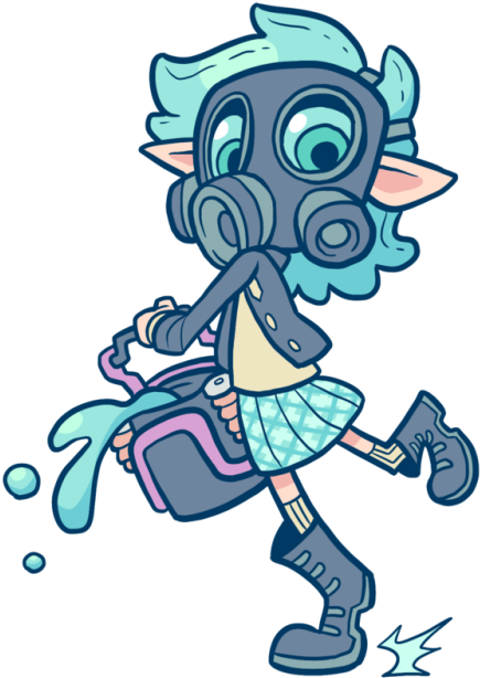 Who Says A Squid Can't Look Cute In A Gas Mask - Splatoon 2 Gas Mask (500x670), Png Download