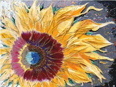 Night Bloom 2013, Mixed Media Collage On Canvas, 36 - Gerbera (375x500), Png Download