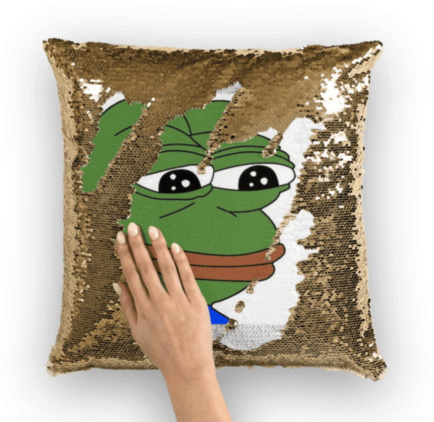 Sad Pepe - Sequin Pillow - Sad Frog Square Sticker 3" X 3" (580x580), Png Download