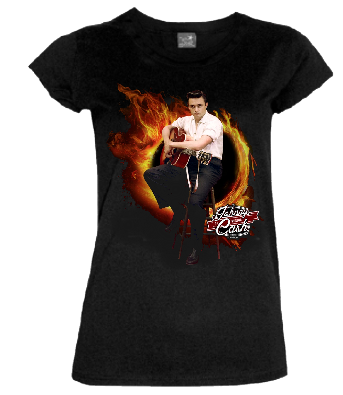 Johnny Cash Museum Ladies Scoop Neck "ring Of Fire" - Thanos Infinity Gauntlet Shirt (800x800), Png Download