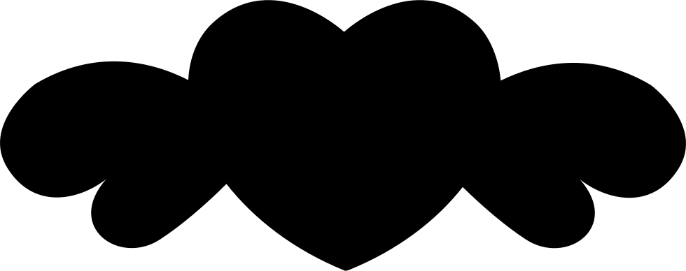 Heart Black Shape With Wings Comments (980x388), Png Download