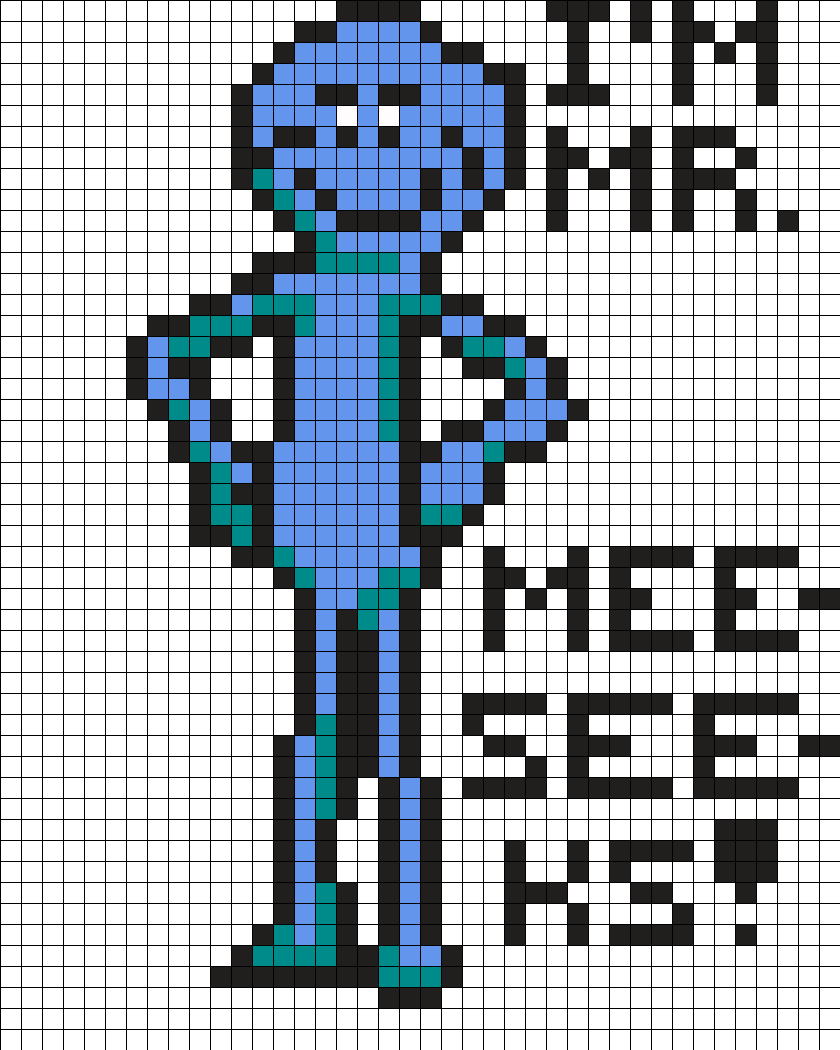 Rick And Morty Perler Bead Pattern - Mr Meeseeks Pixel Art Grid (840x1050), Png Download