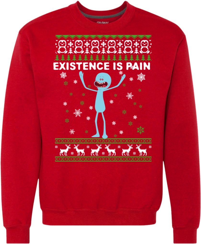 Mr Meeseeks Existence Is Pain Ugly Christmas Sweater - Christmas Jumper (1024x1024), Png Download