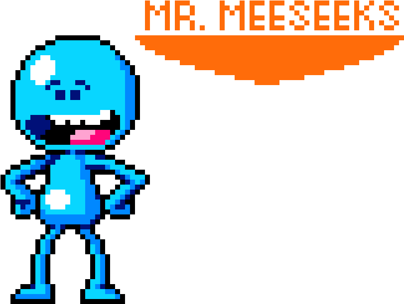 Meeseeks 8-bit - Mr Meeseeks Pixel Art (930x640), Png Download