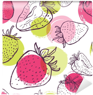 Vector Seamless Pattern With Strawberries And Colorful - Fondo Fresas Dibujo (400x400), Png Download