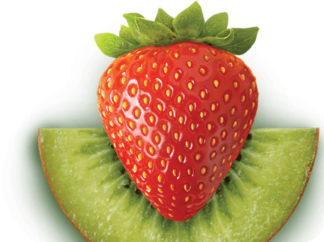 Strawberry Png Strawberry Juice Png Images - Cartoon Strawberry And Kiwi (458x342), Png Download