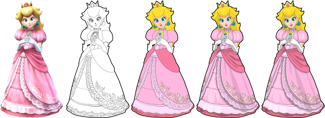 Princess Peach Vector Drawing By Juliannb4 - Princess Peach Brawl Dress (1418x564), Png Download