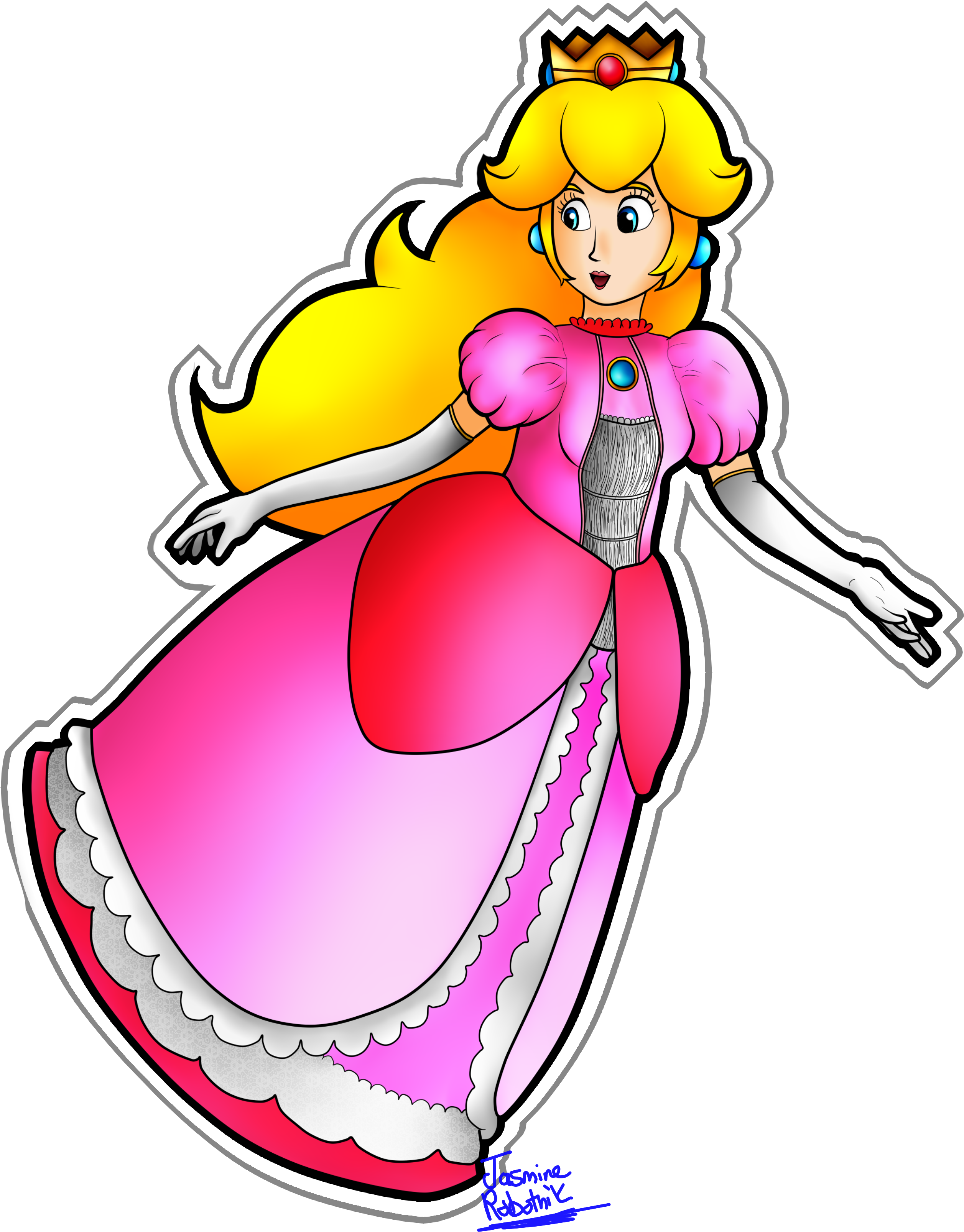 Princess Peach Sticker - Cartoon (3666x3635), Png Download