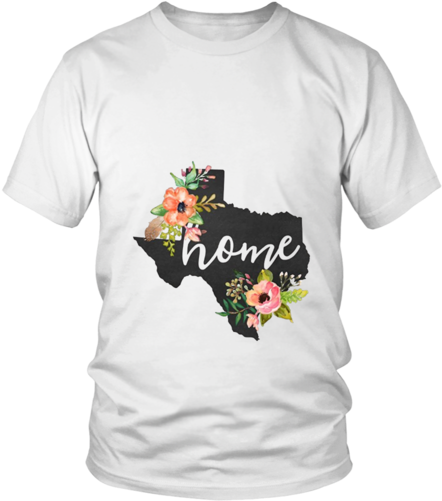Texas Home Chalkboard Watercolor Flowers State T-shirt - Pump Harder Your Mom Did (500x500), Png Download