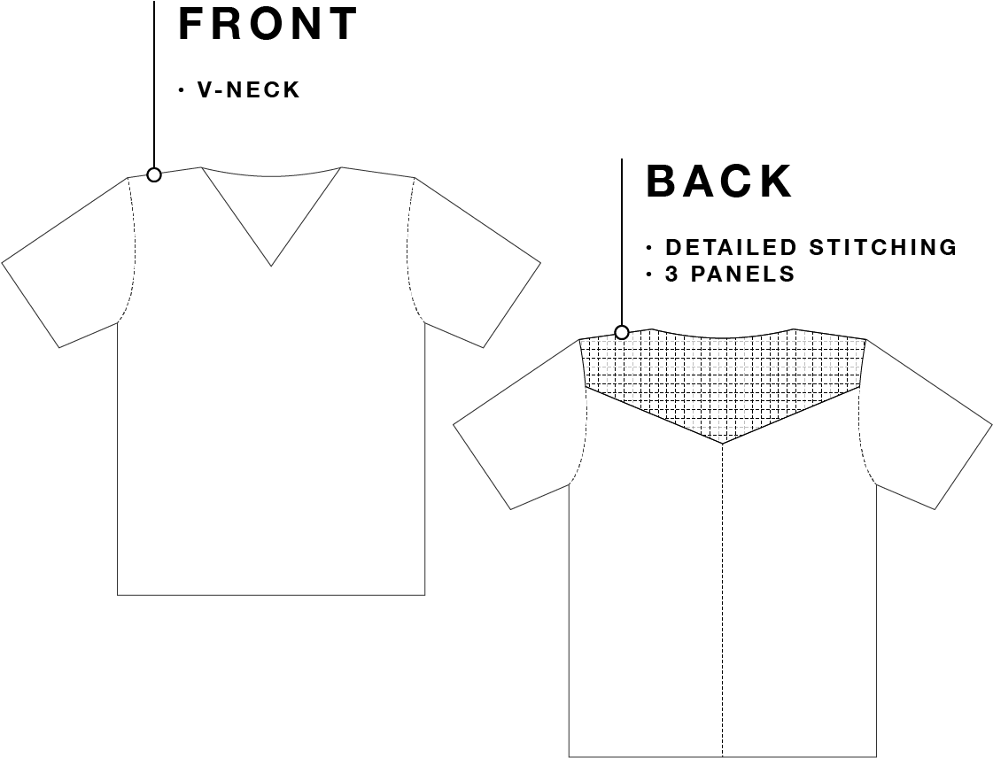 Black V Neck T Shirt With Detailed Back Stitching - Crew Neck (1200x1200), Png Download