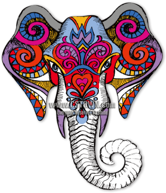 Auspicious Elephant Head Multicolor Digital Print Vinyl - Traditional Indian Art Elephant (450x450), Png Download