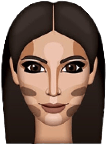 Kimkardashian Kimoji Makeup Emoji Ftestickers Freetoedi - Kimoji Face (413x564), Png Download