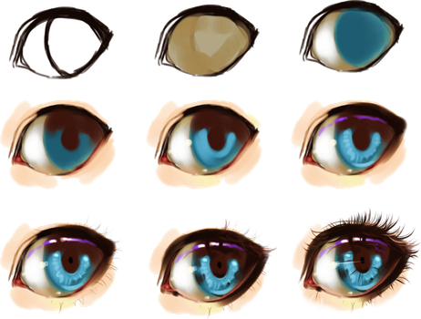 Eye Step By Step By Ryky - Digital Painting Anime Eye (462x350), Png Download