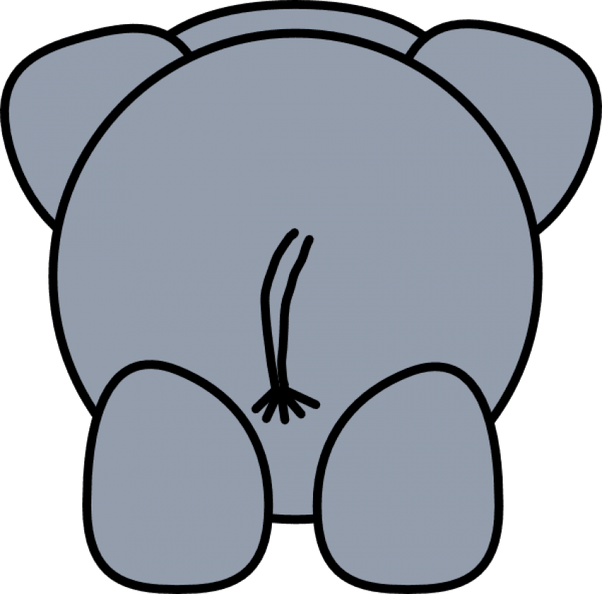 Clipart Elephant Head - Cartoon Elephant From Behind (600x591), Png Download