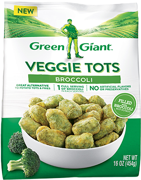 Product 10413d Gg Bag Broccoli Stretched Filled - Green Giant Broccoli And Cheese Tots (400x400), Png Download