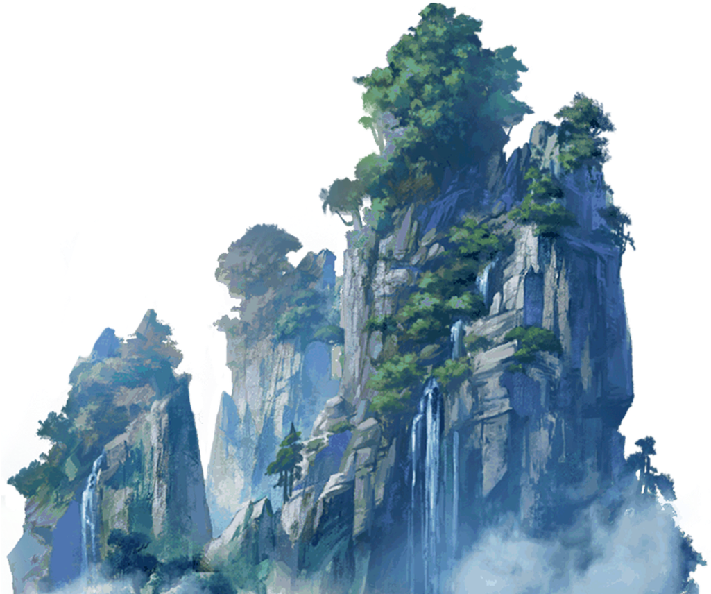 Ink Landscape Painting Transparent Decorative - 高山 场景 (1024x1046), Png Download