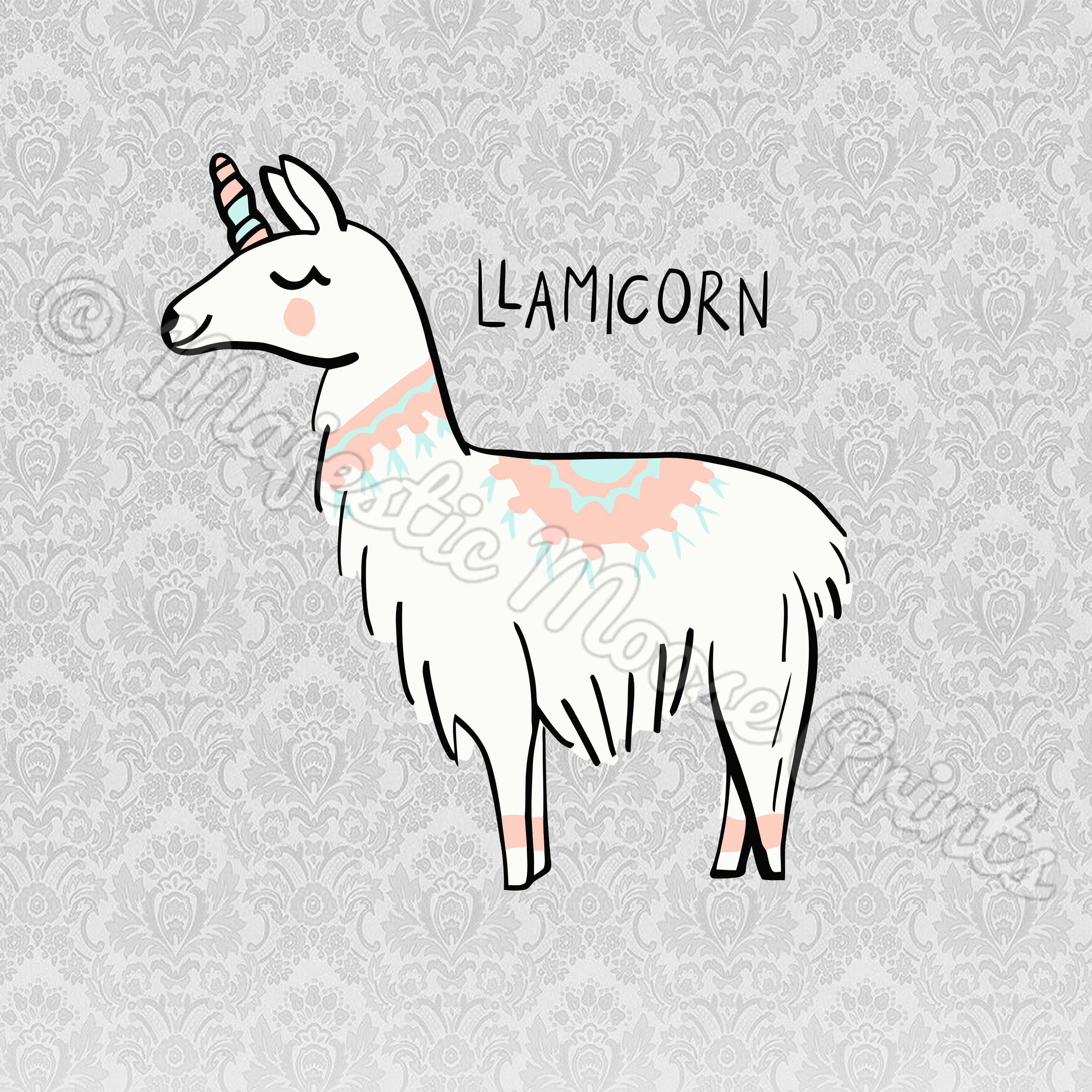 Majestic Moose Prints Llamicorn Clipart Cut File - Clip Art (3000x3000), Png Download