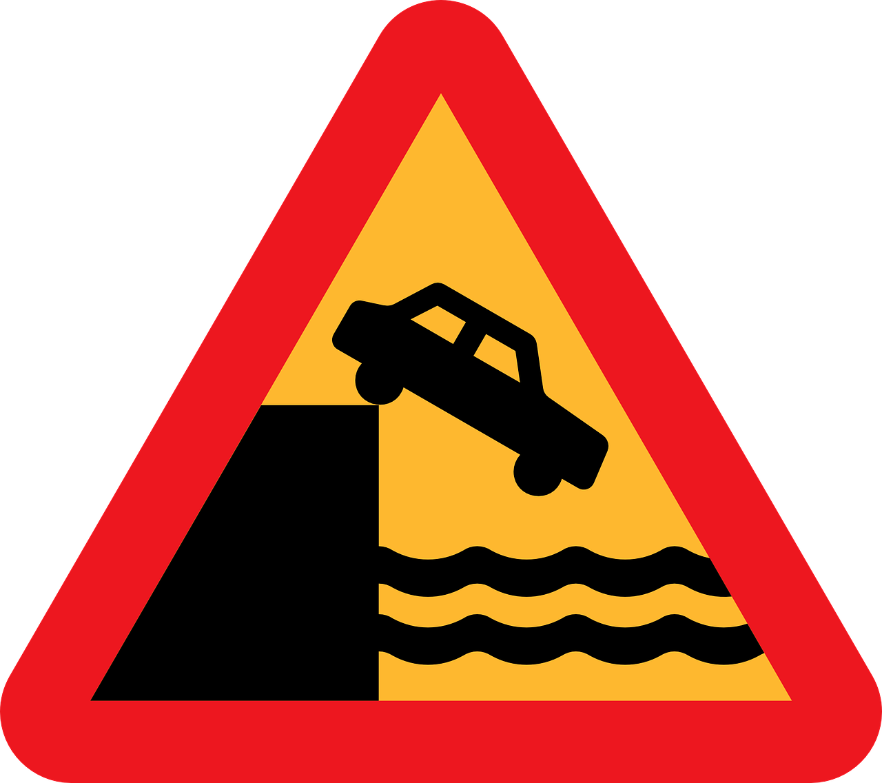 Sunset Cliffs Shaka Maverick - Car Off Cliff Road Sign (1280x1136), Png Download