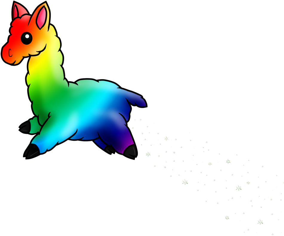 Rainbow Llama - Cartoon Rainbow Llama (1024x819), Png Download