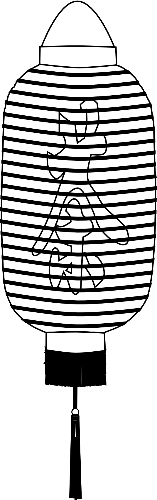 Chinese Lantern Chinese Lantern Black White Line Chinese - Chinese New Year Lantern Colouring (444x1390), Png Download