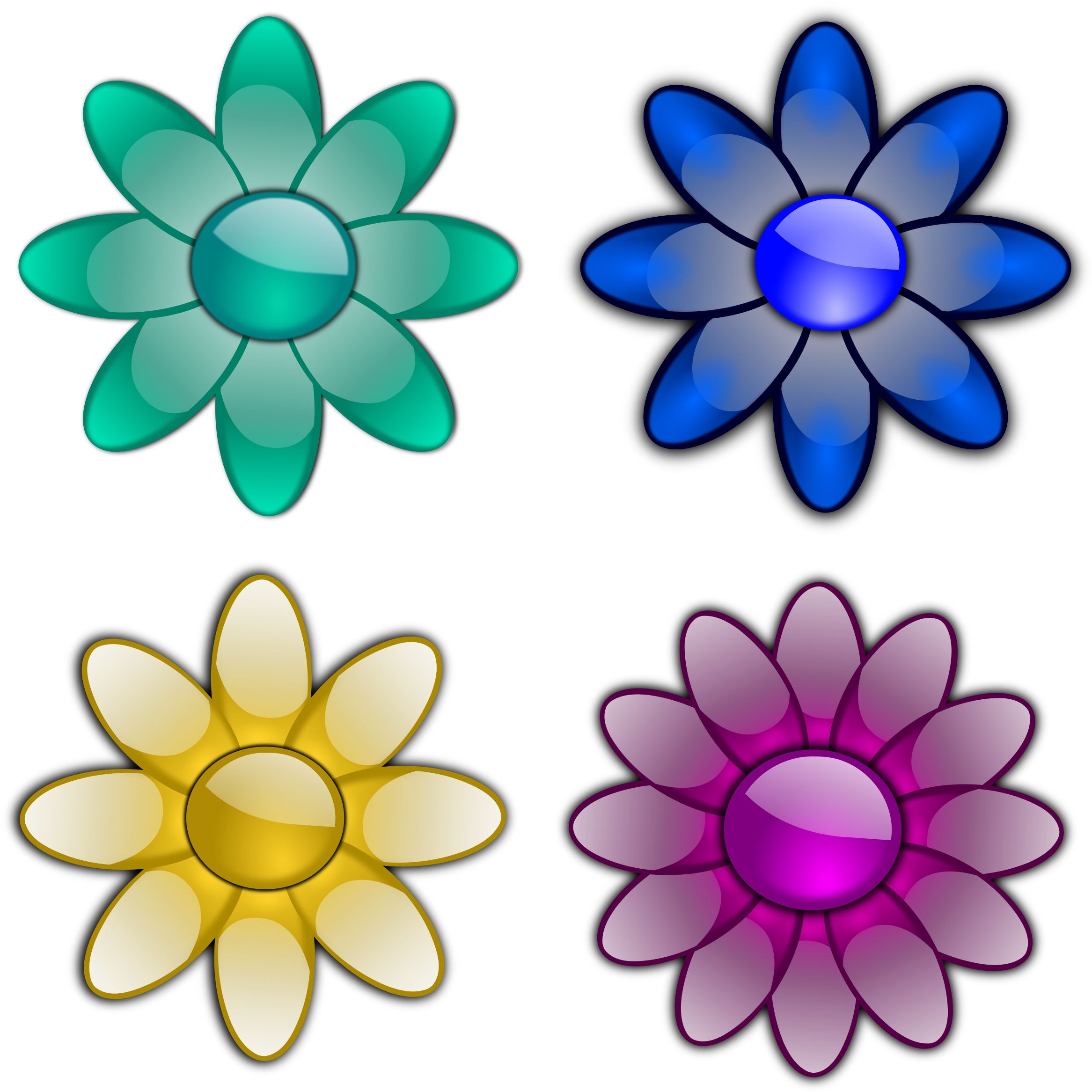 Vector Freeuse 3 Flowers Clipart - Flowers Clip Art (2369x2400), Png Download
