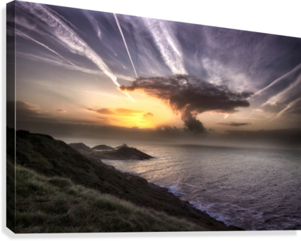 Swansea Mushroom Cloud Sunrise Canvas Print - Mumbles Lighthouse (429x344), Png Download