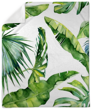 Seamless Watercolor Illustration Of Tropical Leaves, - Dense Tropical Leaves (400x400), Png Download