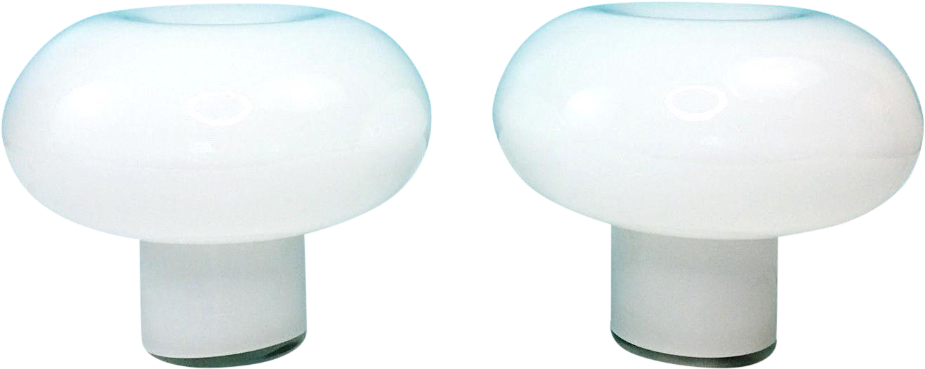 Danish Modern Glass Mushroom Cloud Lamps - Chair (1462x583), Png Download