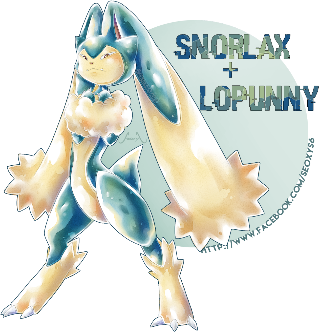 For More Of My Pokémon Fusion Or Artworks Follow Me - Lopunny Snorlax (1280x1319), Png Download