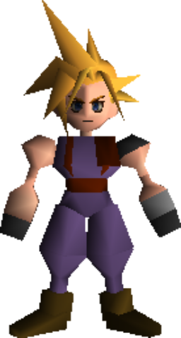 Cloud Strife Field Ffvii - Cloud Strife In Game (256x479), Png Download