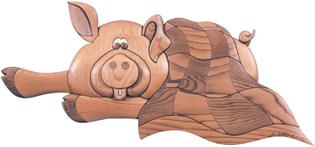 Intarsia Woodworking Pattern Of A Pig In A Blanket - Blanket (450x450), Png Download