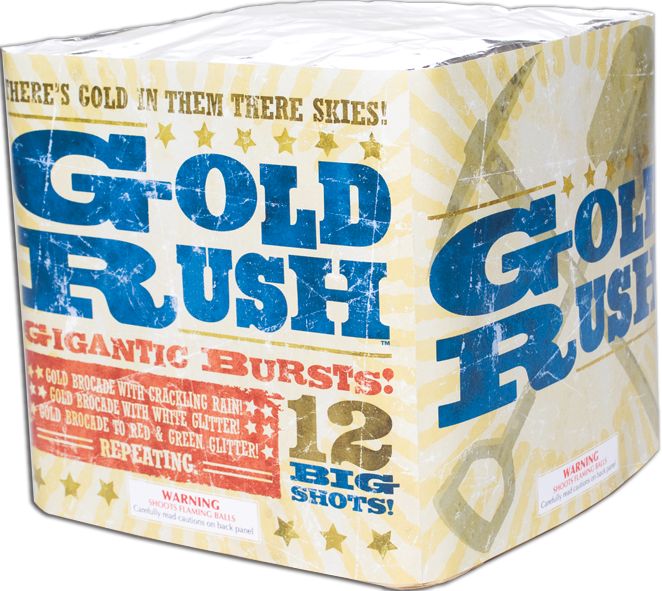 Gold Rush Aerial Repeater Fireworks - Gold Rush Firework (662x591), Png Download