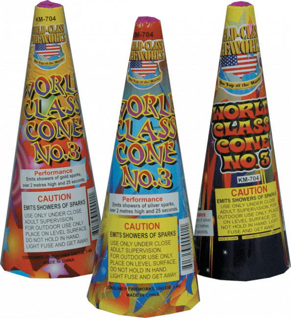 #3 Assorted Cone Fountain - World Class Fireworks (594x650), Png Download