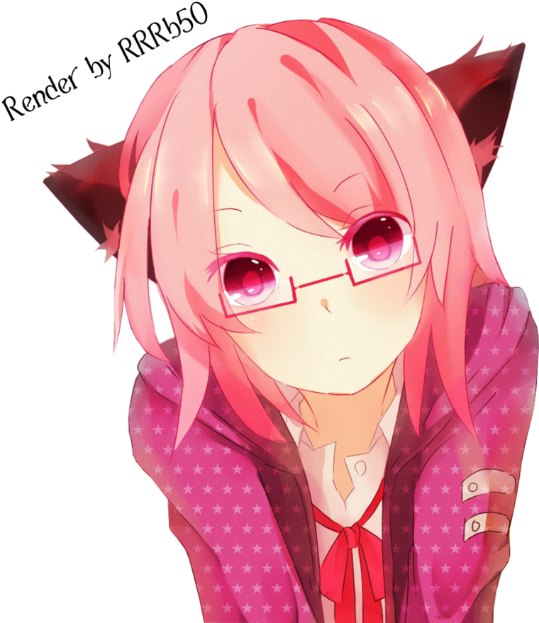 [ Img] ~ Cat Ears - Pink Hair Neko Anime Girl (894x894), Png Download