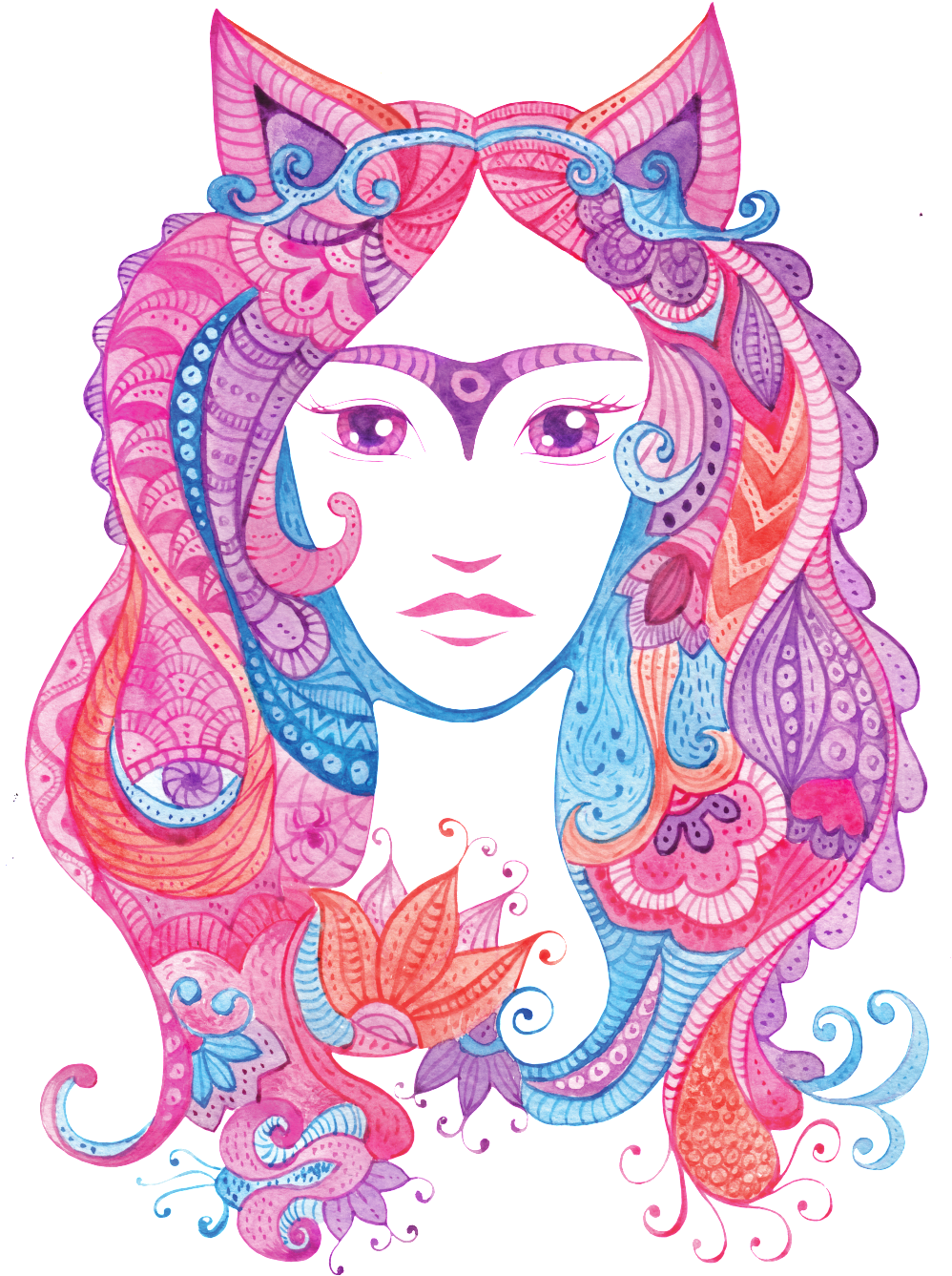 A Woman's Png Transparent Material With A Cat Ear - Illustration (1024x1437), Png Download