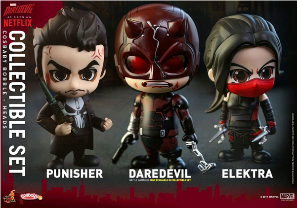 Daredevil , Punisher, Elektra Cosbaby Set - Hot Toys Daredevil (600x600), Png Download