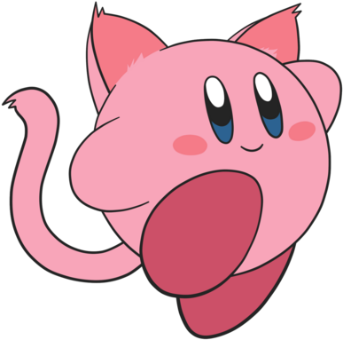 Blue Eyes, Cat, And Cat Ears Image - Kirby With Cat Ears (500x417), Png Download