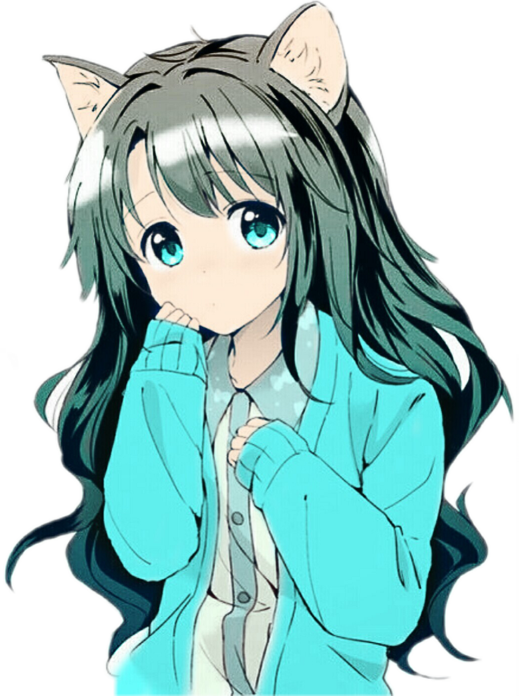 Report Abuse - Anime Girl Cat Kawaii (1024x1373), Png Download
