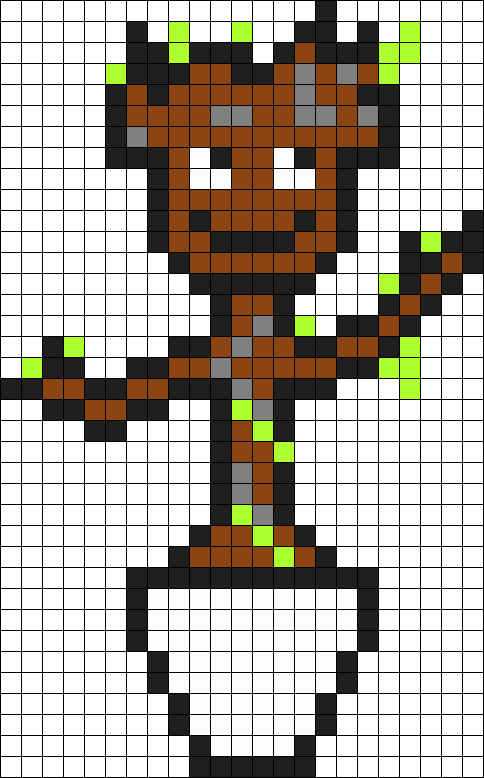 Baby Groot Perler Bead Pattern / Bead Sprite - Pattern Perler Beads Groot (484x778), Png Download