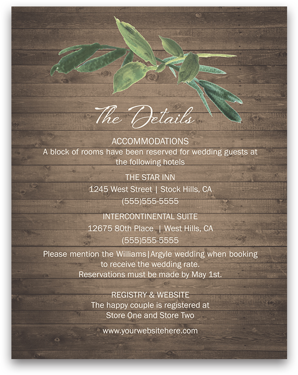 Rustic Wedding Additional Guest Information Card - Wedding (900x900), Png Download
