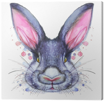Painted Drawing With Watercolor Portrait Of An Animal - Królik Malowany (400x400), Png Download