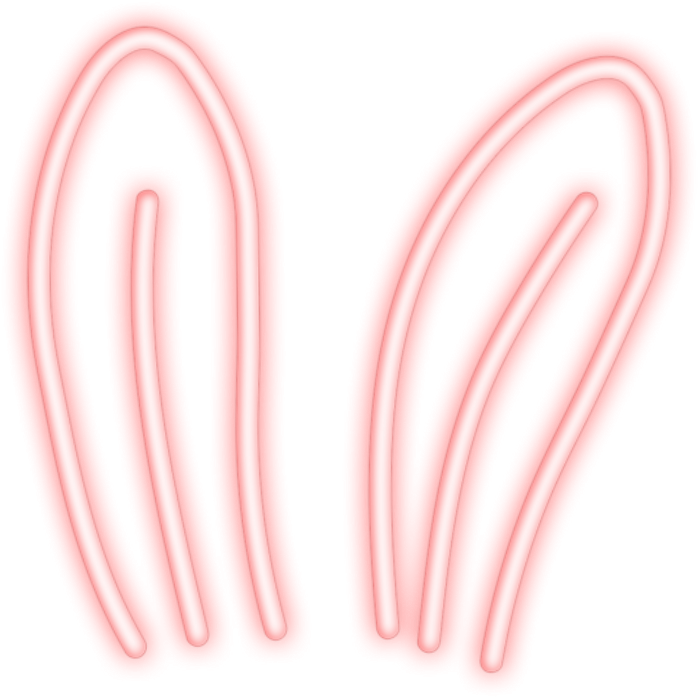 Neon Pink Red Bunny Ears Kpop Cute - Red (1024x1024), Png Download